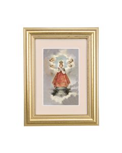 5 1/4" x 6 3/4" Gold Leaf Frame-Cream Matte with a 2 1/2" x 3 3/4" Infant of Prague Print