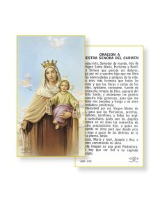 Our Lady of Mt. Carmel Holy Card in Spanish