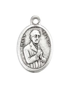 1" Oval Antiqued Silver Oxidized Saint Matt Talbot Medal