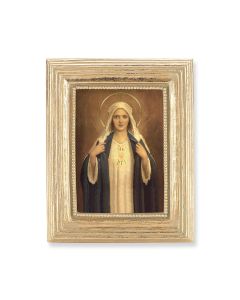 3 3/4" x 4 1/2" Gold Frame with a Immaculate Heart of Mary Print-P65