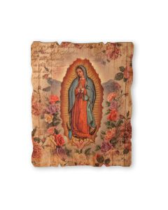 5 1/4" x 4 1/4 " Our Lady of Guadalupe Small Vintage Wooden Plaque