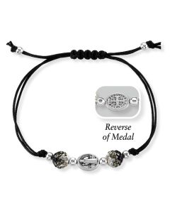 Black Cord Bracelet with St. Benedict Jubilee Medal and Accent Beads