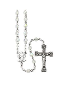 Crystal Aurora Borealis Bead Rosary, Boxed