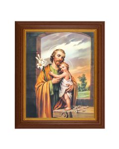 10 1/2" x 12 1/2" Walnut Finish Beveled Frame with 8" x 10" St. Joseph Textured Art