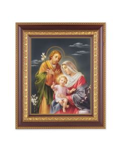 11 1/2" x 13 1/2" Cherry Frame with Gold Trim with an 8" x 10" Holy Family Print