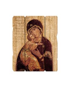 7 1/2" x 9" Our Lady of Vladimir Vintage Wood Plaque