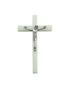 2 1/2" Luminous Lucite Crucifix with Silver Finished Corpus