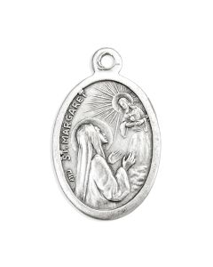 1" Oval Antiqued Silver Oxidized Saint Margaret Medal