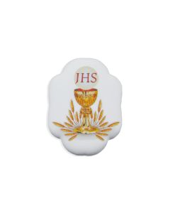 Magnetic Resin Statuette of IHS Communion with Chalice and Wheat