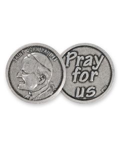 Saint John Paul II with Pray for Us Pocket Coin (Sold in Inc. of 10)