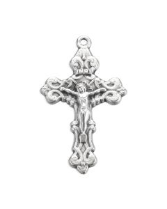 1 1/2" Antiqued Silver Oxidized Ornate Crucifix