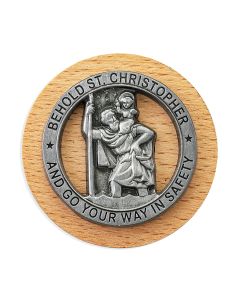 Saint Christopher Auto Visor Clip on Wood (Sold in Inc. of 3)
