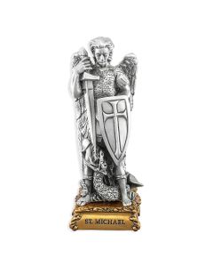 4 1/2" Pewter Saint Michael Statue, Gift Boxed-P65