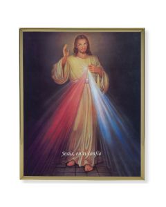11" x 14" Gold Plaque Frame with a Divine Mercy in Spanish Print