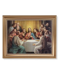 13 1/2" x 16 9/16" Gold Leaf Antique Finished Frame with 11" x 14" Last Supper Textured Art