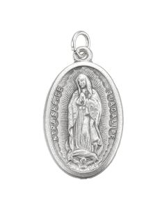 1 3/8" Our Lady of Guadalupe Medal in Antiqued Silver Finish