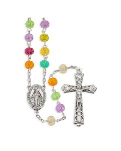 6mm Multicolor Crystal Candied Textured Acrylic Bead Rosary-P65