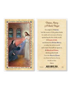 Divine Mercy 3 O'clock Prayer Laminated Holy Card. Inc. of 25