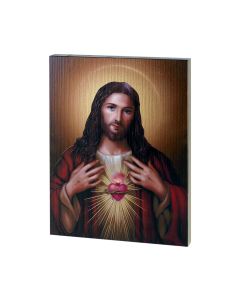 Simeone: Sacred Heart of Jesus Textured Wood Plaque