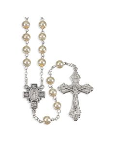 6Mm White Pearl Rosary 18 1/2"