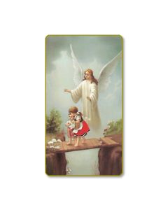Guardian Angel Crossing the Bridge Holy Card
