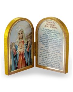 Immaculate Heart of Mary Standing Natural Wood Diptych