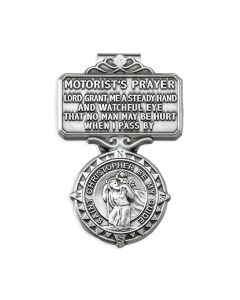 Saint Christopher Auto Visor Clip with Motorist's Prayer (Sold in Inc. of 3)
