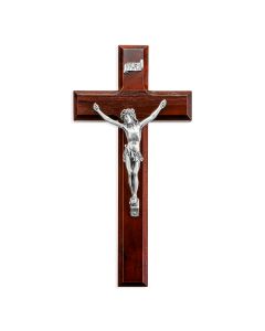 10" Dark Cherry Cross with Antiqued Pewter Corpus