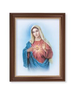 13 1/2" x 16 9/16" Walnut Finished Frame with 11" x 14" Immaculate Heart of Mary Textured Art
