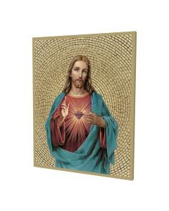 8" x 10" Gold Foil Mosaic Plaque of The Sacred Heart of Jesus