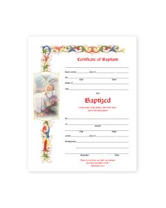 8" x 10" Baptism Certificates