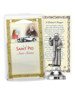 Padre Pio Auto Statue with Prayer Card