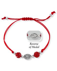 Red Cord Bracelet with Saint Michael Medal and Accent Beads