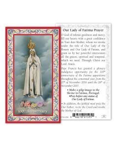 Our Lady of Fatima 100Th Anniversary Holy Card