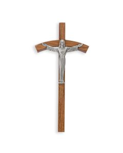 8" Walnut Cross with a Fine Pewter Risen Christ Corpus