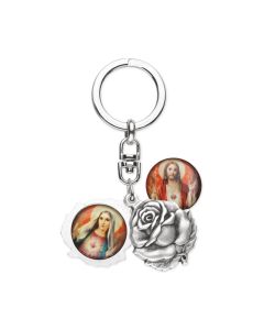 Sacred Heart of Jesus and Immaculate Heart of Mary Keychain
