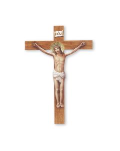 6 1/2" Wood Crucifix with Gold Stamped Christ Image