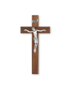 11" Walnut Cross with an Italian Silver Finish Corpus