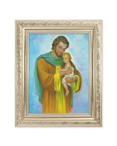 8.25" x 10.25" Silver Ornate Frame with a 6" x 8" Saint Joseph Print