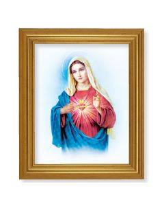 10" x 12" Gold Leaf Finish Beveled Frame with 8" x 10" Immaculate Heart of Mary Textured Art