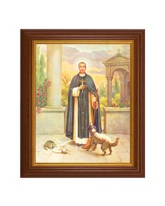 10 1/2" x 12 1/2" Walnut Finish Beveled Frame with 8" x 10" St. Martin de Porres Textured Art