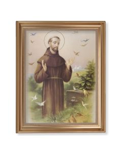 13 1/2" x 16 9/16" Gold Leaf Antique Finished Frame with 11" x 14" Saint Francis Textured Art