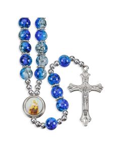 Marbleized Blue Bead Rosary-P65