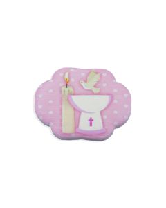 Magnetic Resin Statuette of Baptism for Baby Girl 