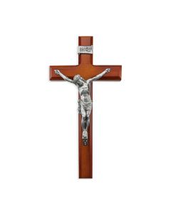 12" Two Tone Wood Cross with Antiqued Pewter Corpus
