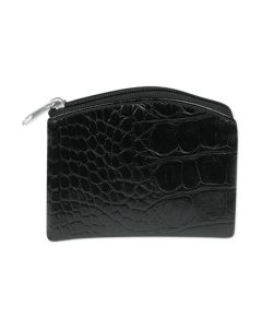 Black Faux Crocodile Skin Rosary Pouch