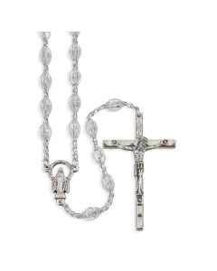 Crystal Clear Oval Plastic Bead Rosary