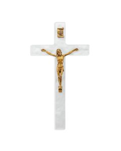 7" Pearlized White Cross with Museum Gold Finish Corpus