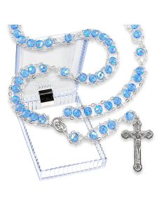 Sapphire Crystal Ladder Rosary, Boxed