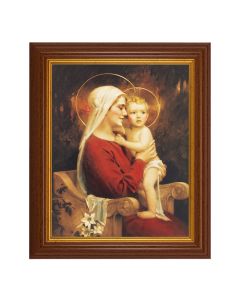 10 1/2" x 12 1/2" Walnut Finish Beveled Frame with 8" x 10" Madonna And Child Textured Art
